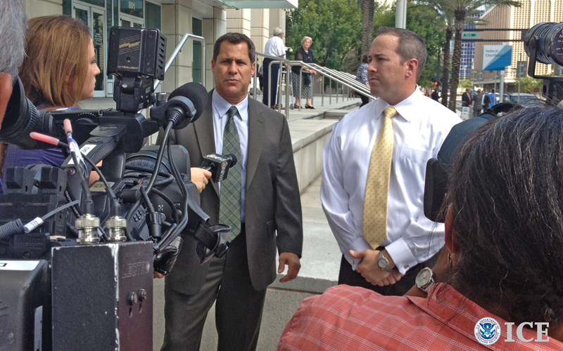 HSI Tampa leadership speaks with the media after church puppeteer is sentenced on child pornography charges.