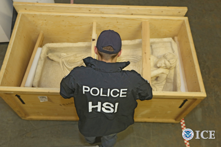 HSI seizes Roman sarcophagus lid linked to convicted art smuggler