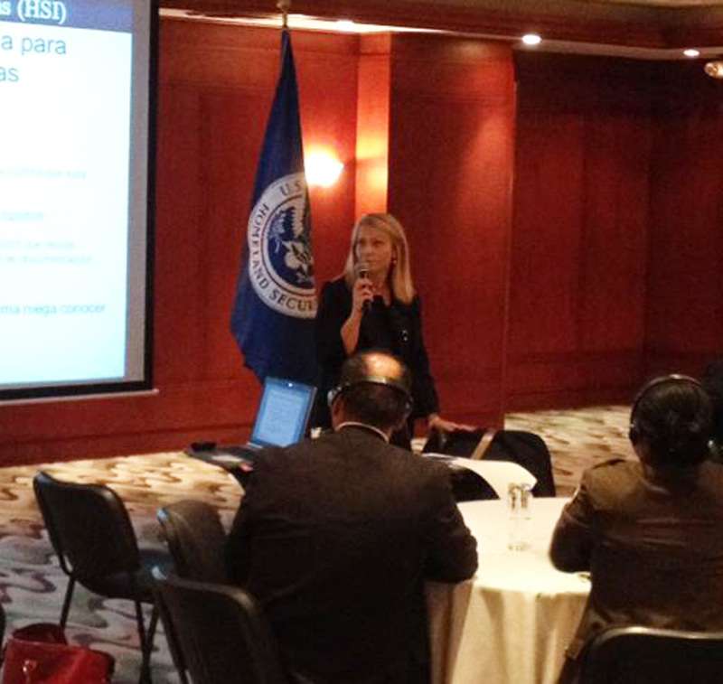 Forensic Interview Specialist Amy Allen from HSI SAC Detroit provided Advanced Interviewing training portion of the HSI Human Trafficking  training in Bogota, Colombia.