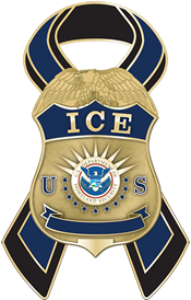 ICE Badge over End of Watch ribbon