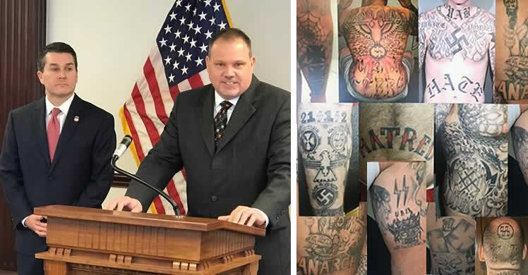 18 members and associates of white supremacist gang indicted for racketeering and drug distribution