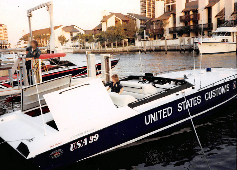 Libbey in a US Customs boat