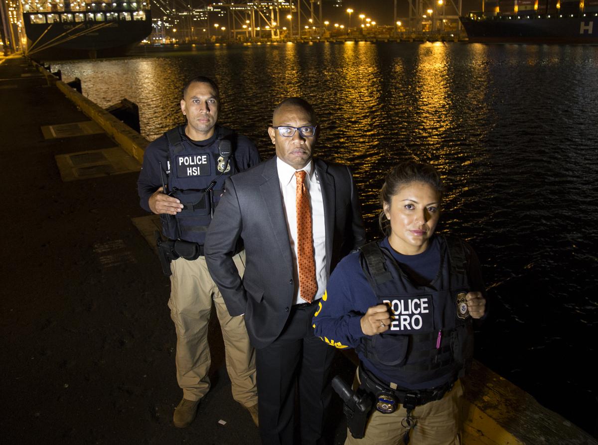 ICE’s three operational components – HSI, ERO, and the legal division Office of the Principal Legal Advisor (OPLA) – pose for promotional photo for use in recruitment materials, highlighting ICE’s broad responsibilities and strength through diversity to potential recruits.