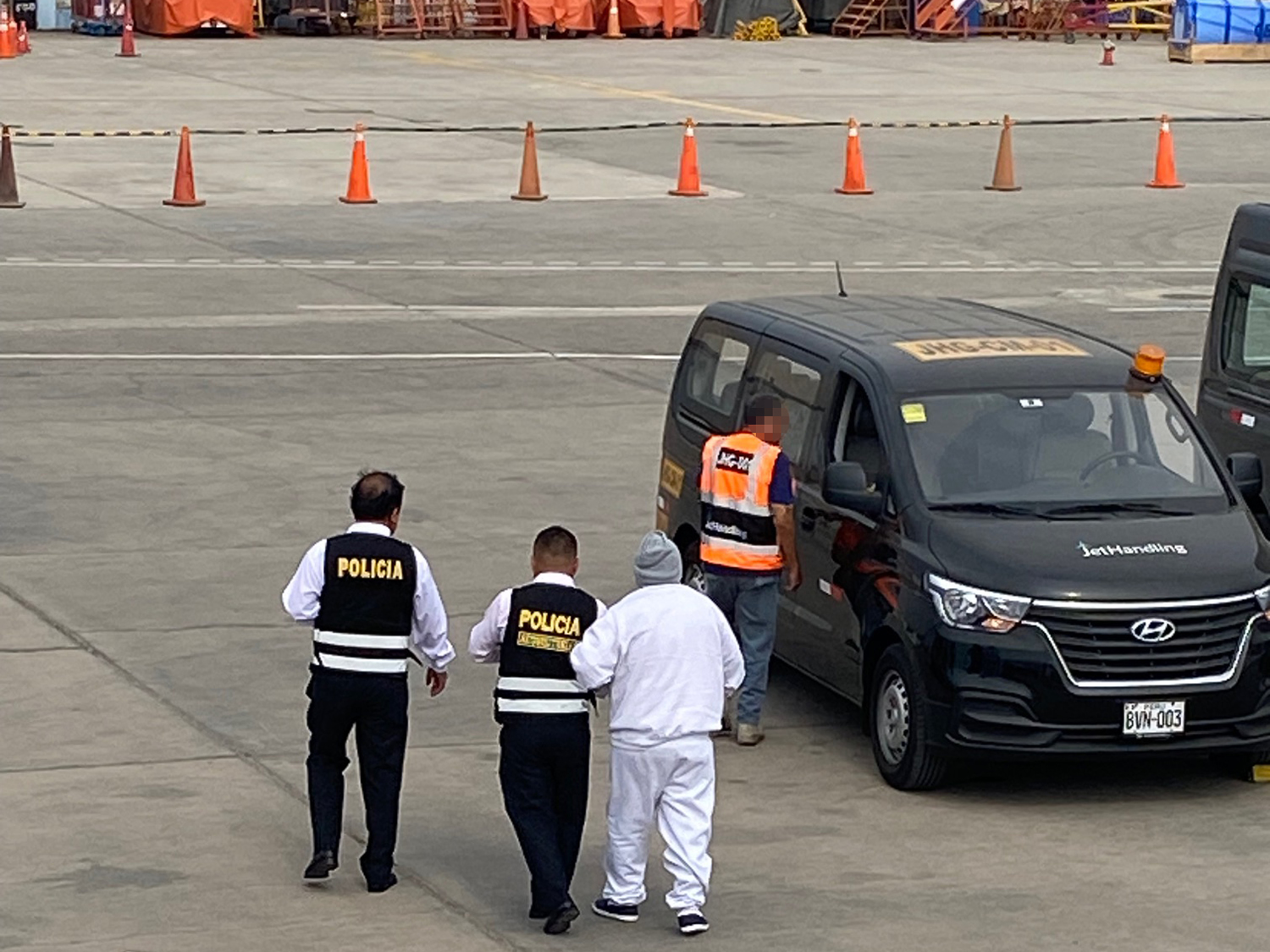 ERO San Diego deportation officers escorted Giovani Danti Gamarra-Puertas, 63, aboard an ICE Air Operations charter flight to Lima, Peru, where they transferred custody of the foreign fugitive to Peruvian authorities at the Jorge Chavez International Airport, Dec. 29.