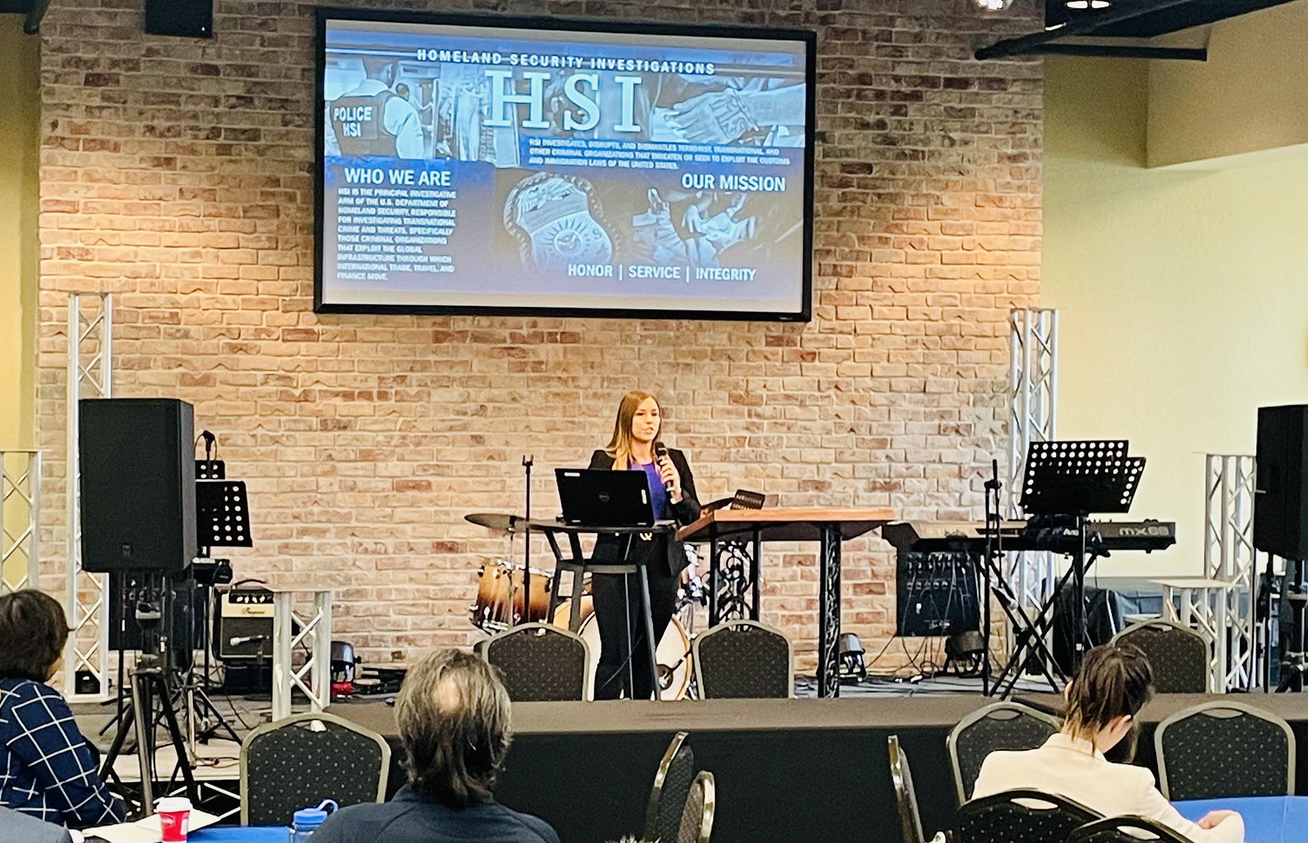 Special Agent Brittany Theriot and Victim Assistance Specialist Jason Ledford, both with HSI New Orleans, spoke at the event and participated in a panel discussion.