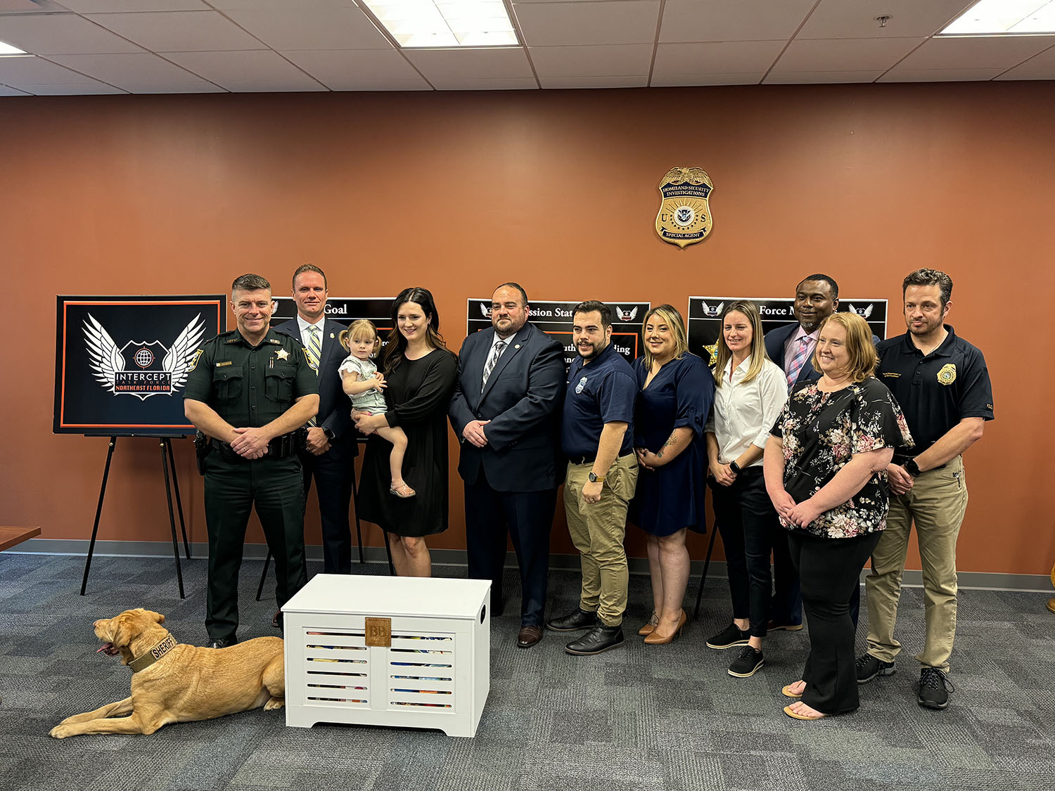 HSI Jacksonville special agents, task force officers and Northeast Florida INTERCEPT Task Force law enforcement partners received the 50th Bexley Box from the Bridegan Foundation. Kirsten Bridegan created the “Bexley Box” to turn a tragic personal experience into an ongoing act of compassion aimed at helping children who find themselves in the middle of crime scenes or investigations.