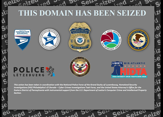 website seizure message