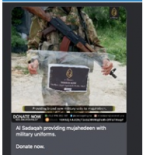 Posts from another Syrian charity similarly explicitly referenced weapons and extremist activities