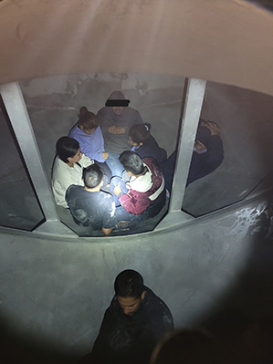 USBP agents observed that the hatches on top of the tanker trailer were closed and completely secured. When they opened the hatches, they discovered numerous people sitting inside the tanker.