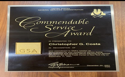 Christopher Costa's plaque