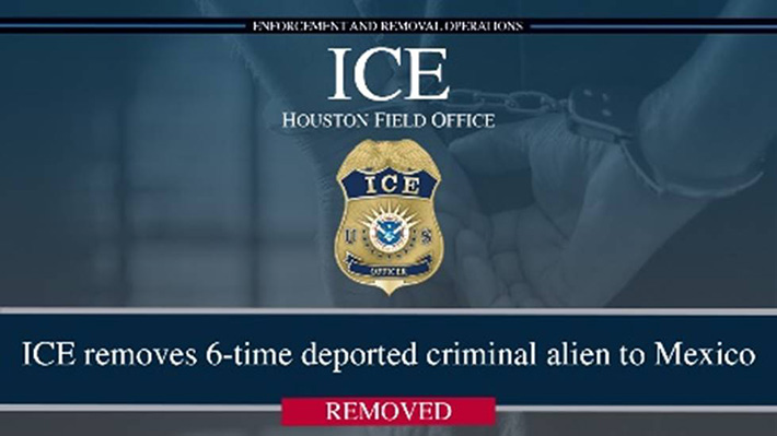 ICE removes 6-time deported criminal alien to Mexico