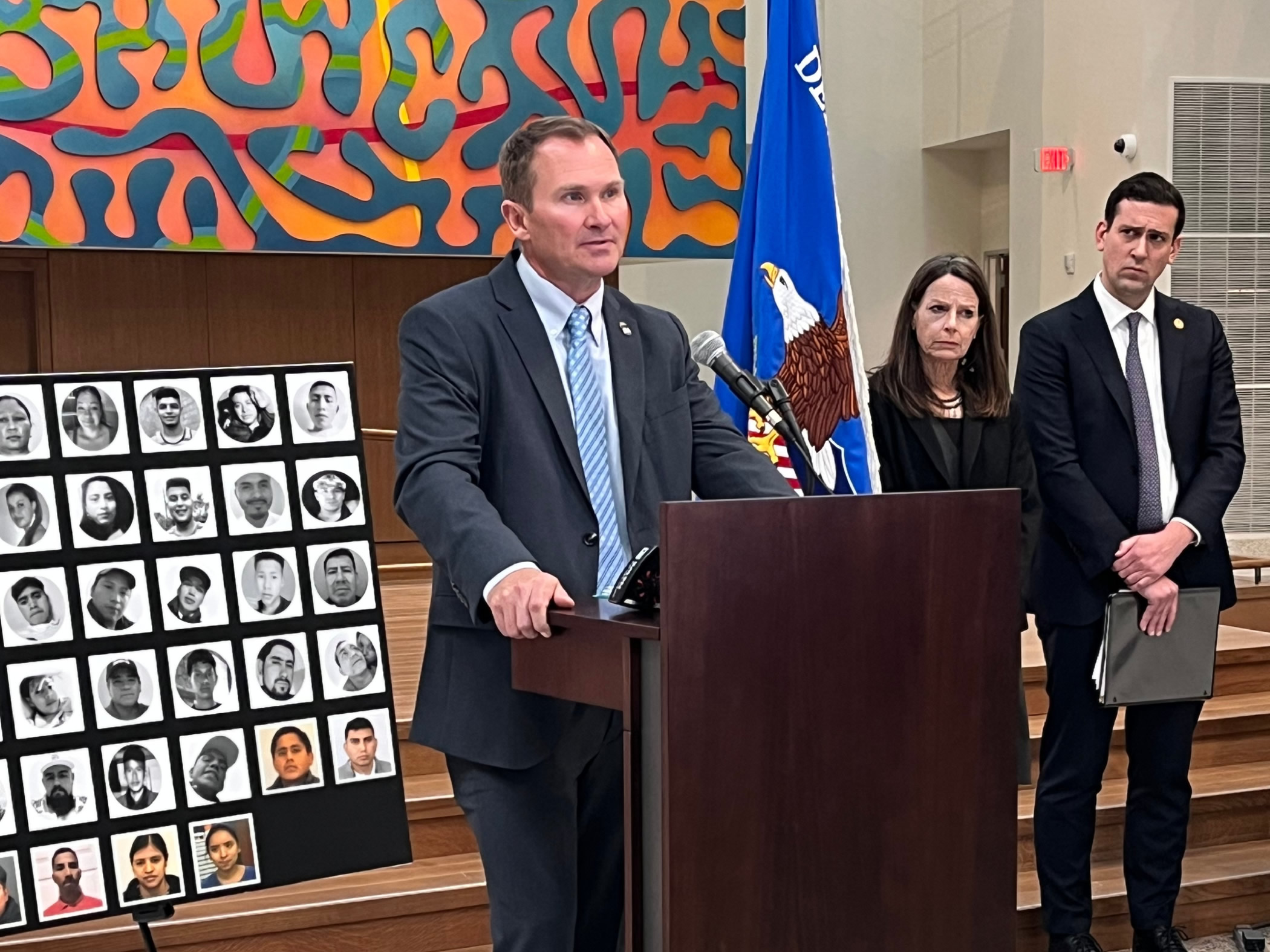The U.S. Attorney's Office for the Western District of Texas & Department of Justice speak after the deadly tractor trailer trial, where 53 people lost their lives in June 2022. ICE Homeland Security Investigations San Antonio Special Agent in Charge Craig Larrabee provides remarks at the press conference.