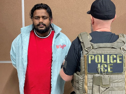ICE arrested Gurdev Singh, 23, an Indian national and criminal alien, March 12 in French Camp, California, as part of a targeted criminal enforcement action.