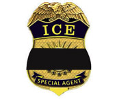 ICE badge with black band