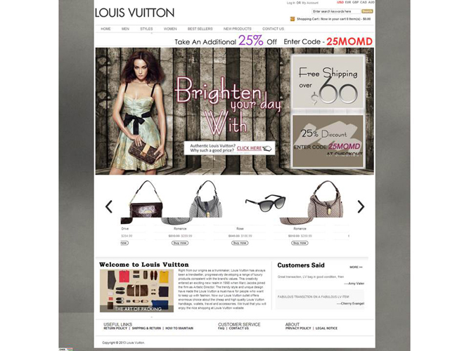 Counterfeit website: fake Louis Vuitton