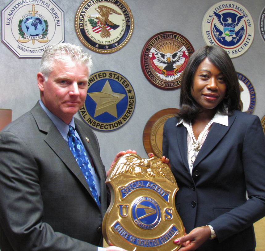 U. S. Postal Service Office of Inspector General becomes a partner of the National IPR Center. IPR Center Acting Director Bruce Foucart and USPSIC Deputy Assistant Inspector General Yvette Savoy. 
