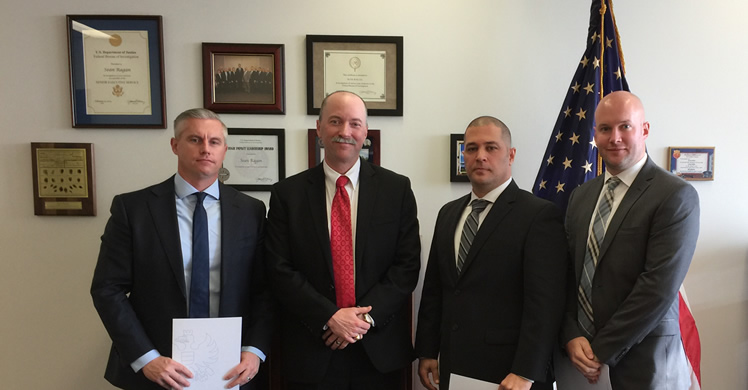 FBI Special Agent Ryan Adams, FBI Los Angeles Special Agent in Charge (SAC) Sean Ragan, DO Palmer, and DO Smith