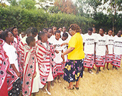 Girls in Kenya participating in an alternative to FGM/C  rites of passage ceremony. Since 2008, thousands of girls in Kenya have participated in the alternatives rites of passage program which includes teaching about the harmful effects of FGM/C.