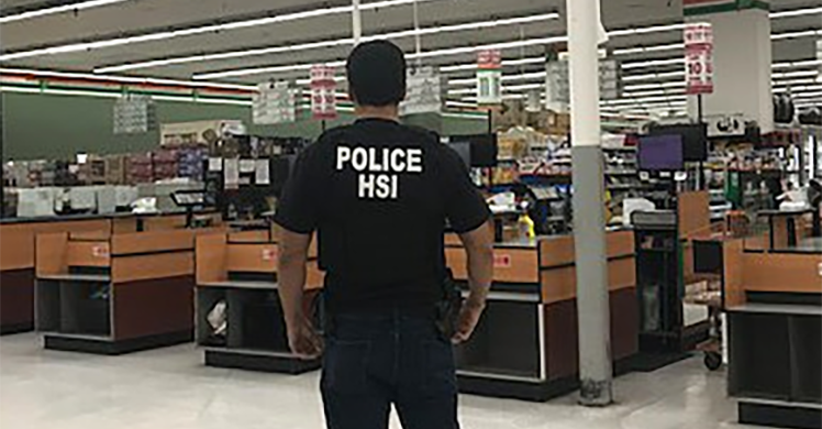 ICE Homeland Security Investigations execute federal search warrant during worksite enforcement operation at local market