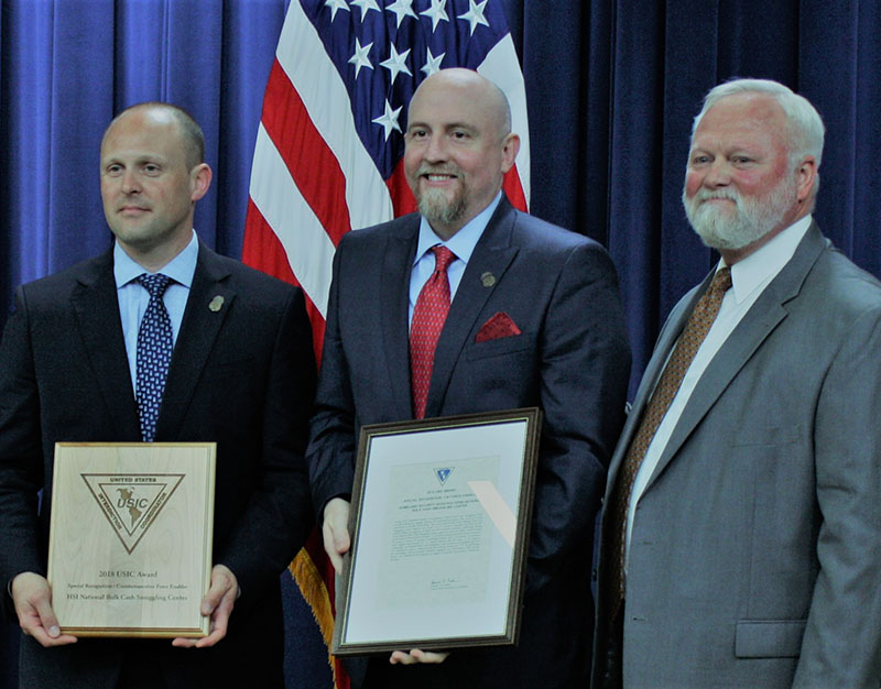 HSI personnel pose with Thomas Padden, U.S. Interdiction Coordinator at Office of National Drug Control Policy (far right) July 19, at the annual U.S. Interdiction Coordinator Award Ceremony.