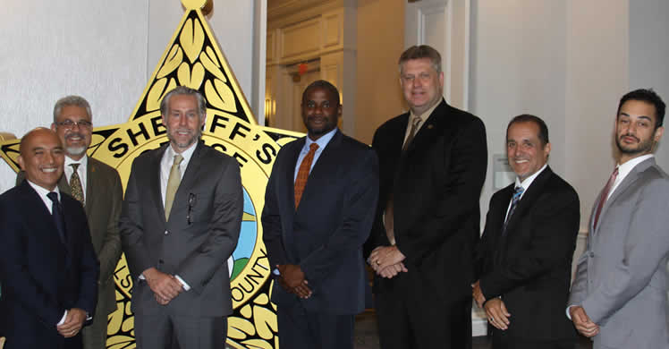 The ICE leadership team meeting with the Florida Sheriff’s Association were (from left to right) Assistant Field Office Directors Conrad Agagan, Sean Stephens, Garrett Ripa, Cardell Smith, acting Field OfficeDirector Mike Meade, Deputy Field Office Director Jim Martin and Office of Principal Legal Advisor OPLA Orlando Chief Counsel Ian Fiske.