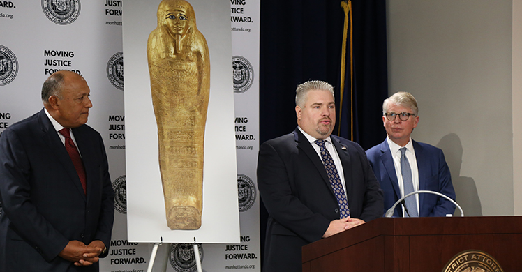 Ancient gold coffin repatriated to Egypt in New York ceremony