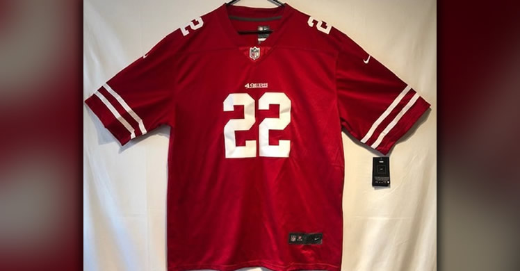 Images of counterfeit merchandise seized during the National Football Conference Championship game in Santa Clara, California, Jan. 19, 2020