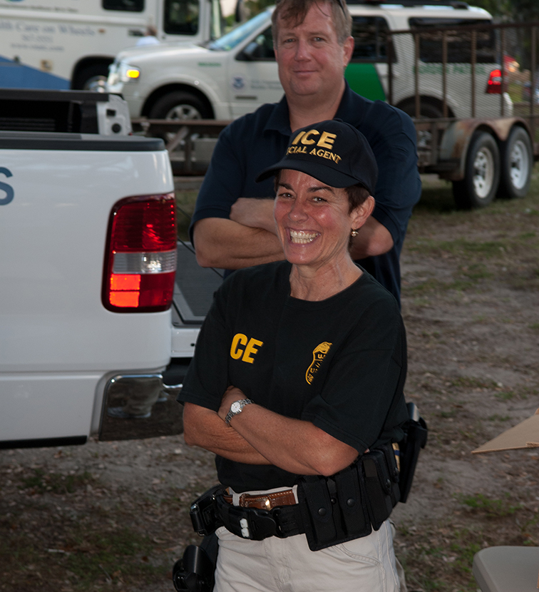 Special Agent Cannon and Agent Van Lindsey on National Night Out in Sebastian, Florida, in 2012.